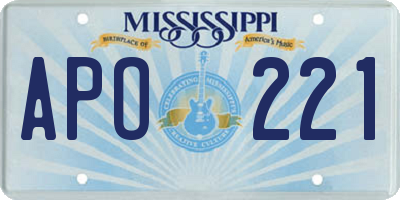 MS license plate APO221