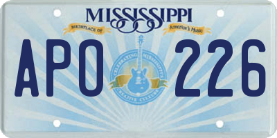 MS license plate APO226