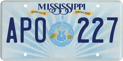 MS license plate APO227