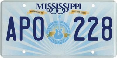 MS license plate APO228