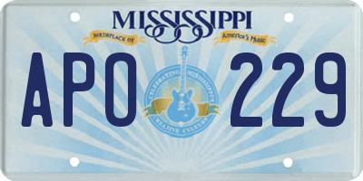 MS license plate APO229