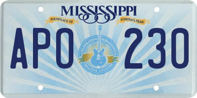 MS license plate APO230