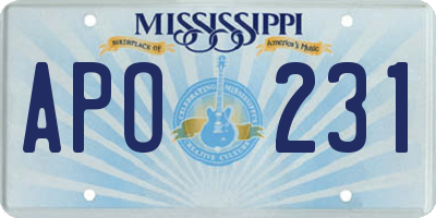 MS license plate APO231