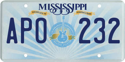 MS license plate APO232