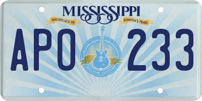 MS license plate APO233