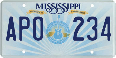 MS license plate APO234
