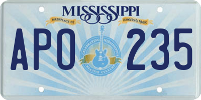 MS license plate APO235