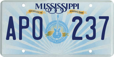 MS license plate APO237