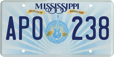 MS license plate APO238