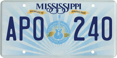 MS license plate APO240