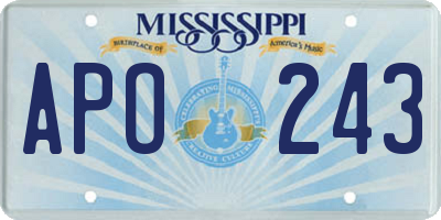 MS license plate APO243