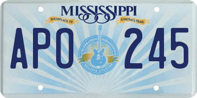 MS license plate APO245