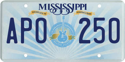 MS license plate APO250