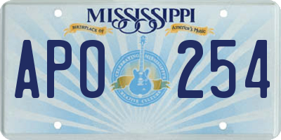 MS license plate APO254