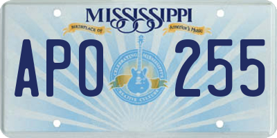 MS license plate APO255
