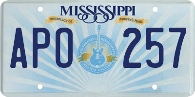 MS license plate APO257