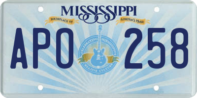 MS license plate APO258