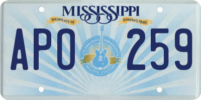 MS license plate APO259