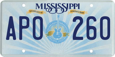 MS license plate APO260