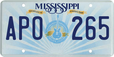 MS license plate APO265