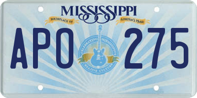 MS license plate APO275
