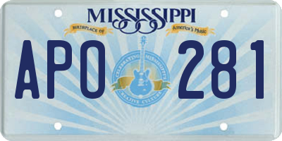 MS license plate APO281