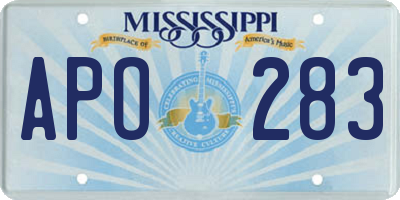MS license plate APO283