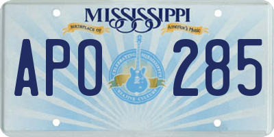 MS license plate APO285