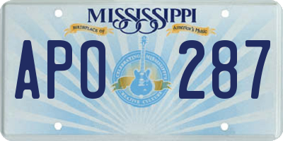 MS license plate APO287