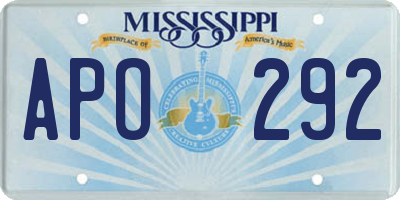 MS license plate APO292