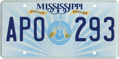 MS license plate APO293