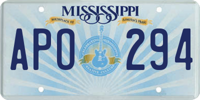 MS license plate APO294