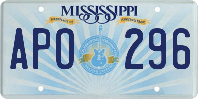 MS license plate APO296