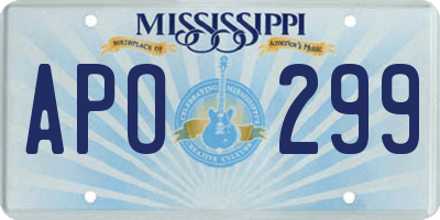 MS license plate APO299
