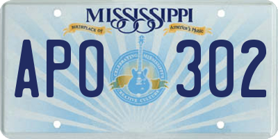 MS license plate APO302