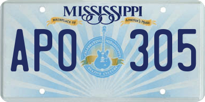 MS license plate APO305