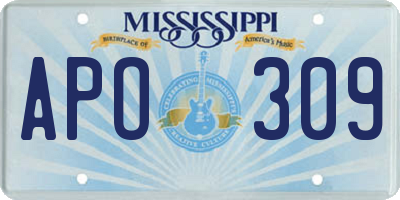 MS license plate APO309