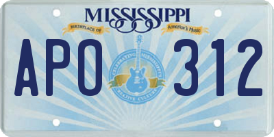 MS license plate APO312