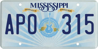 MS license plate APO315