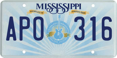 MS license plate APO316