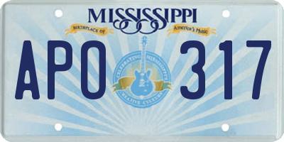 MS license plate APO317