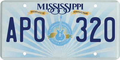 MS license plate APO320