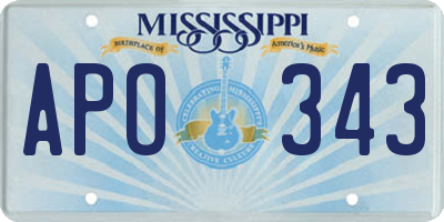 MS license plate APO343
