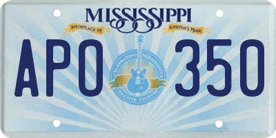 MS license plate APO350