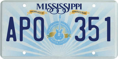 MS license plate APO351