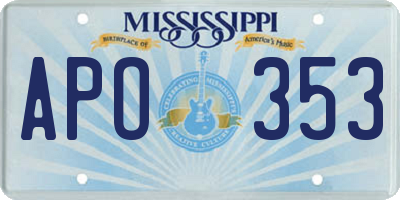 MS license plate APO353
