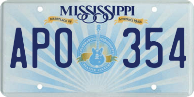 MS license plate APO354