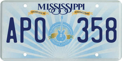 MS license plate APO358