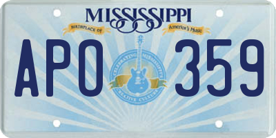 MS license plate APO359