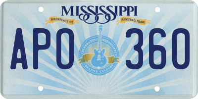 MS license plate APO360